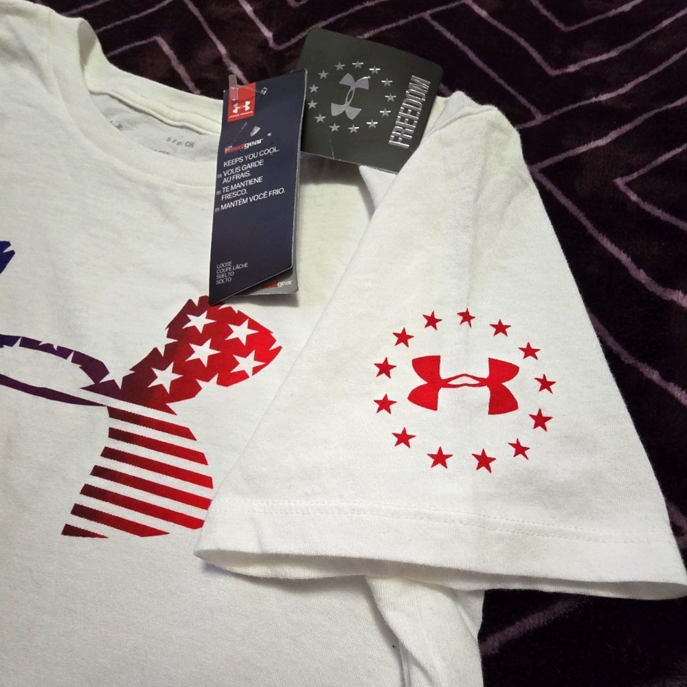 UNDER ARMOUR Mens Classic Tee FREEDOM. White Size S - Picture 4 of 6